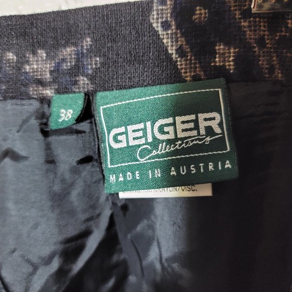 Silk Wool Geiger Collection Skirt Slit Blue Paisley Floral Maxi Design Sz 38 - Picture 3 of 7